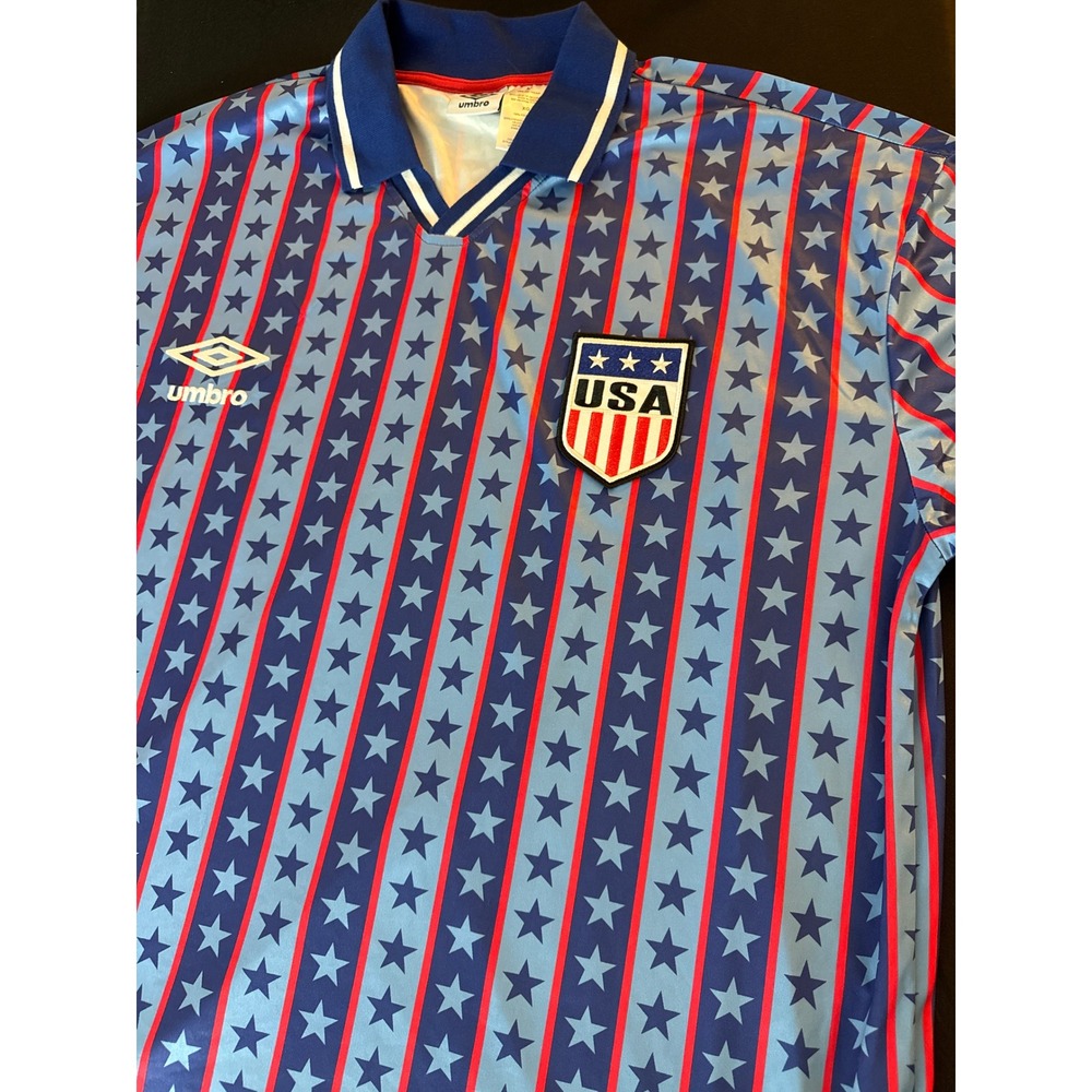 Umbro USA Soccer Jersey Adult XL Blue Stars Stripes V-Neck 990466401 New